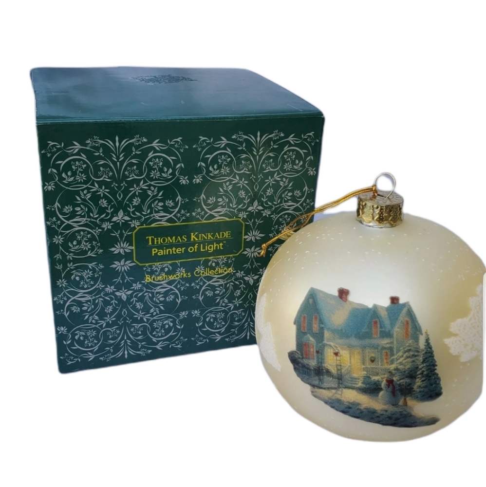3.5" Thomas Kinkade Painter of Light Brushworks Collection Yellow Glass Ornament